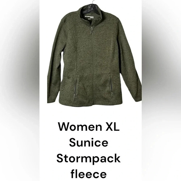 Y2K, fitted,heavy fleece jacket, sweater women XL, GREEN hiking,outdoors,EC - Picture 1 of 14